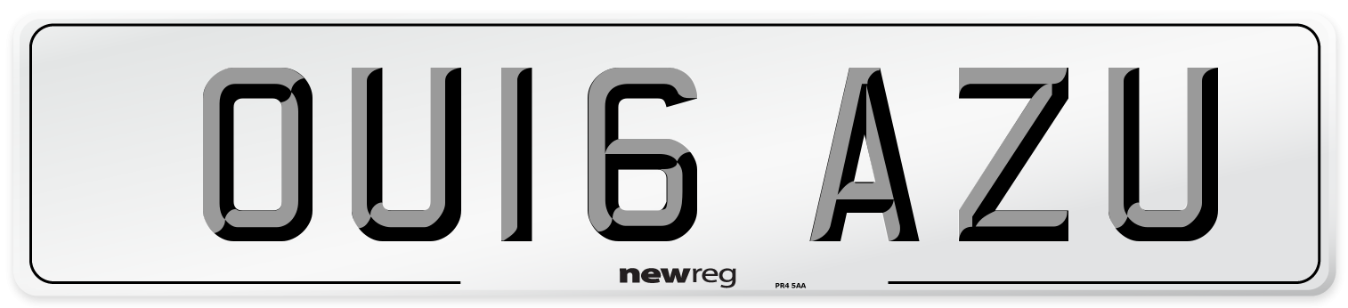 OU16 AZU Number Plate from New Reg